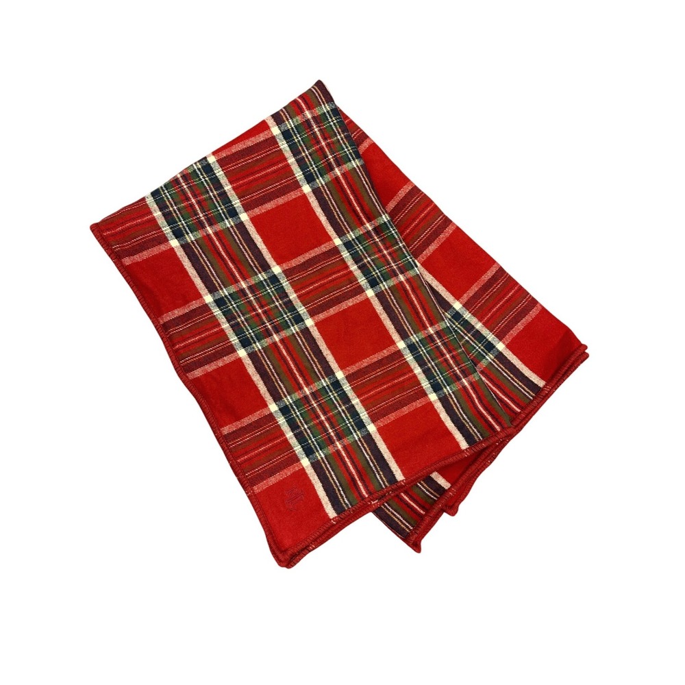 Lauren Ralph Lauren Holiday Plaid Cotton Fleece Throw Blanket Red 57 x 70
